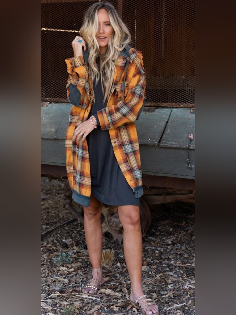 Flannel Layers Hooded Jacket Musterd